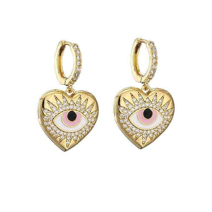 Jewelry Micro-inlaid Zircon Heart Pendant Dripping Eyes Peach Heart Pattern Earrings