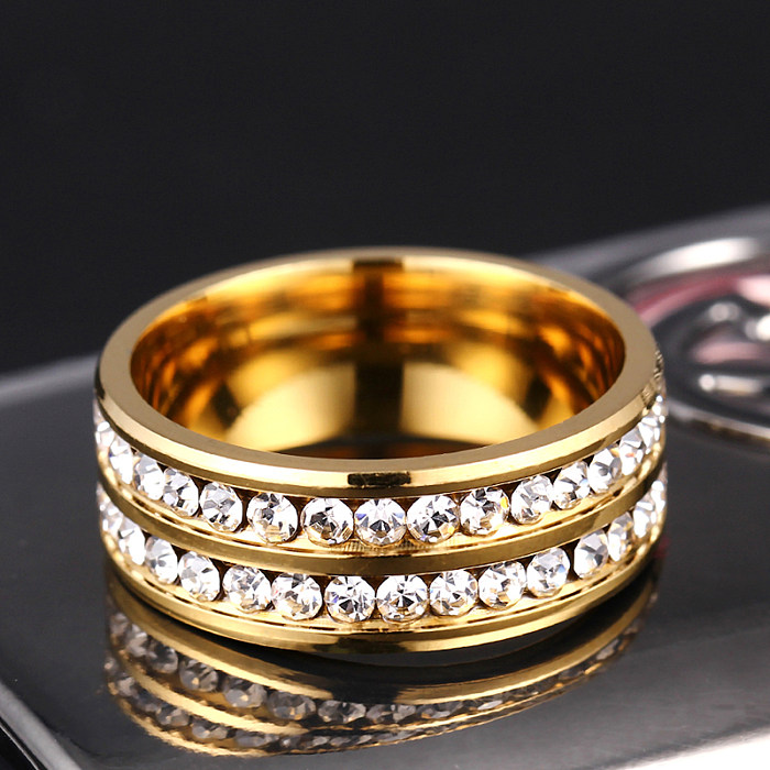 Fashion Titanium Steel Rhinestone Hypoallergenic Ring Wholesale Jewelry