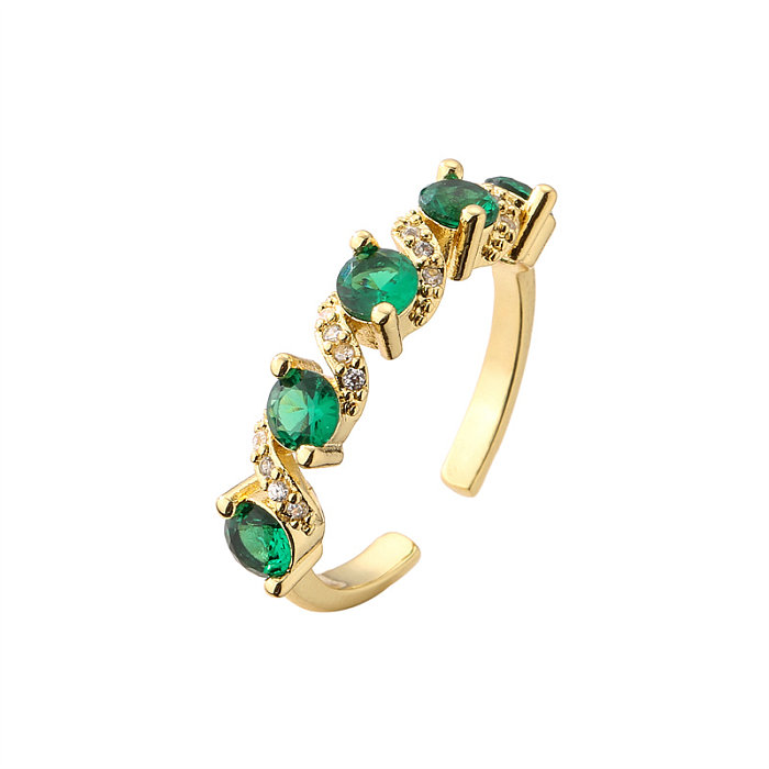 Fashion Star Oval Herzform Kupfer Vergoldet Zirkon Offener Ring 1 Stück