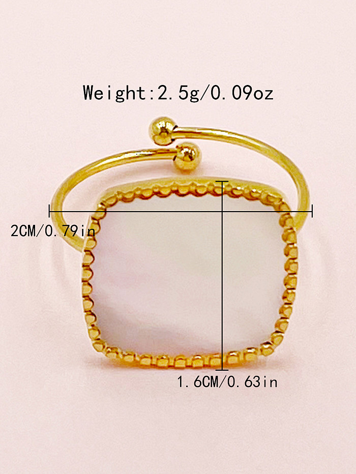 Casual Classical Simple Style Square Stainless Steel Gold Plated Shell Open Ring In Bulk