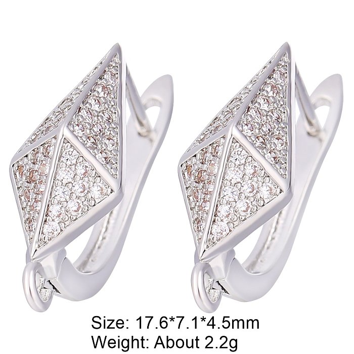 1 paire de boucles d'oreilles plaquées or blanc 18 carats, style classique, incrustation de couleur unie, cuivre et zircon