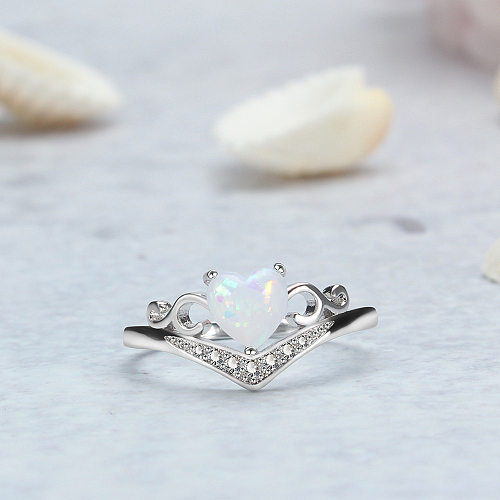 Elegant Modern Style Heart Shape Copper Inlay Artificial Gemstones Rings