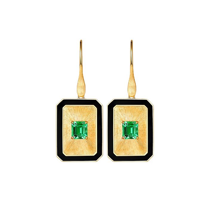 Vintage Style Square Copper Inlay Rhinestones Women'S Rings Earrings Necklace