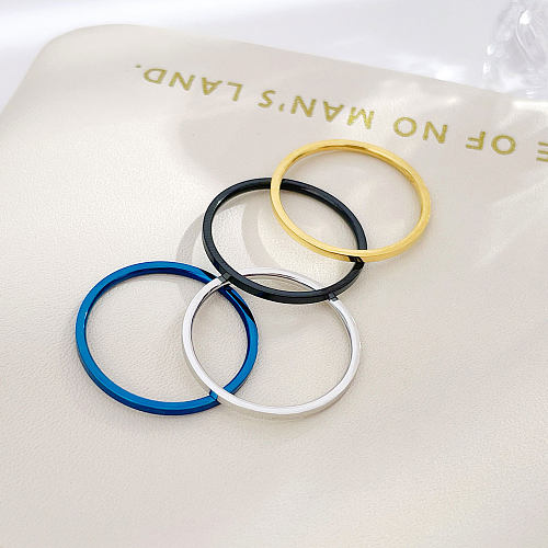 Retro Solid Color Stainless Steel Rings