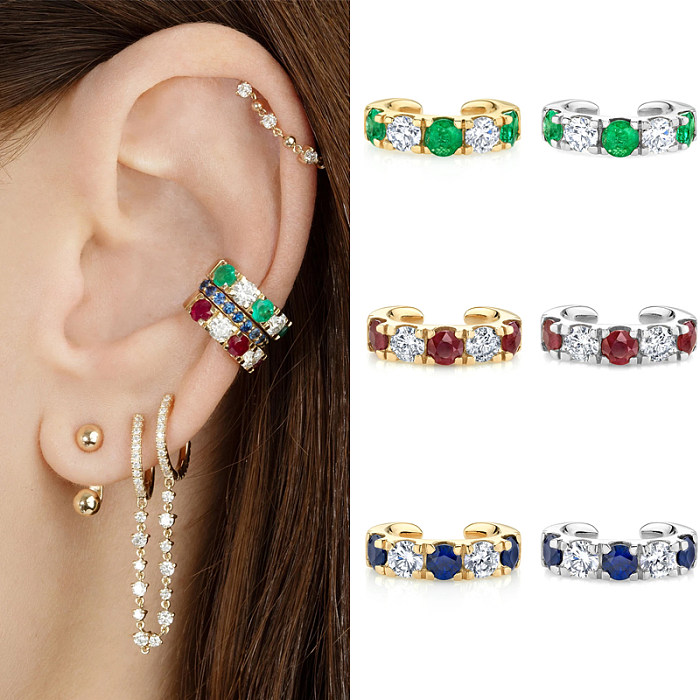 1 Pair Simple Style Round Plating Inlay Copper Zircon Gold Plated Ear Cuffs