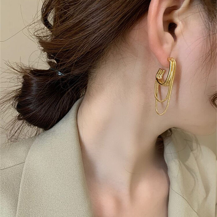 1 paire de boucles d'oreilles pendantes en cuivre plaqué géométrique de style moderne