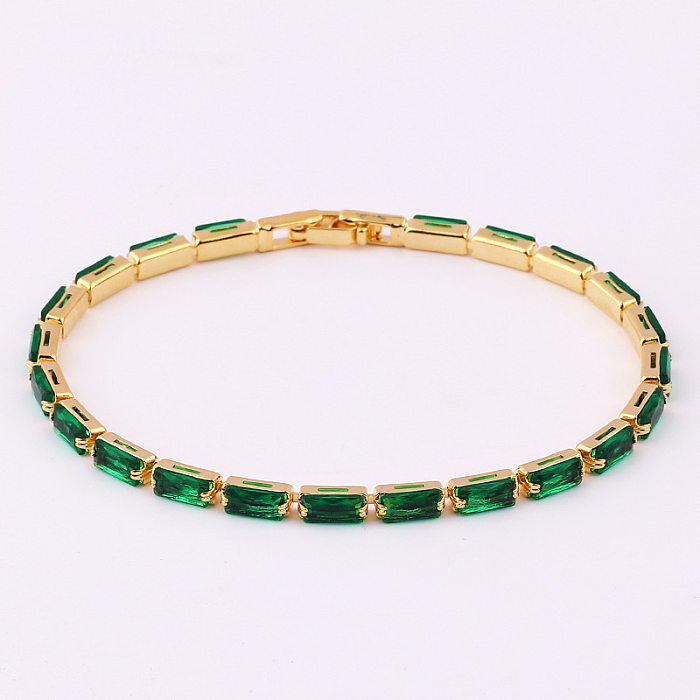 Bracelets en Zircon avec incrustation de cuivre de couleur unie à la mode, 1 pièce