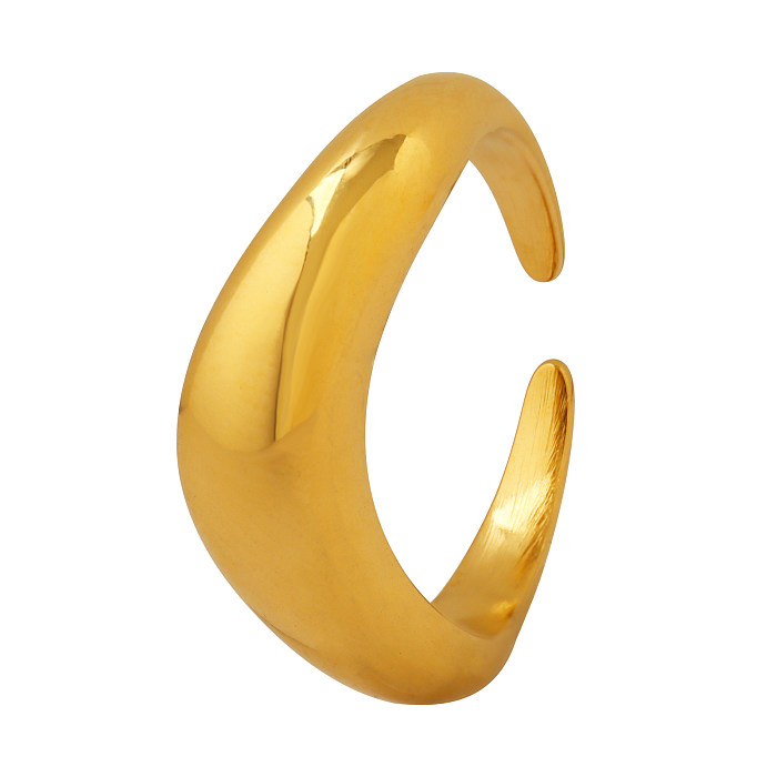 Wholesale Elegant Luxurious Solid Color Titanium Steel 18K Gold Plated Open Ring