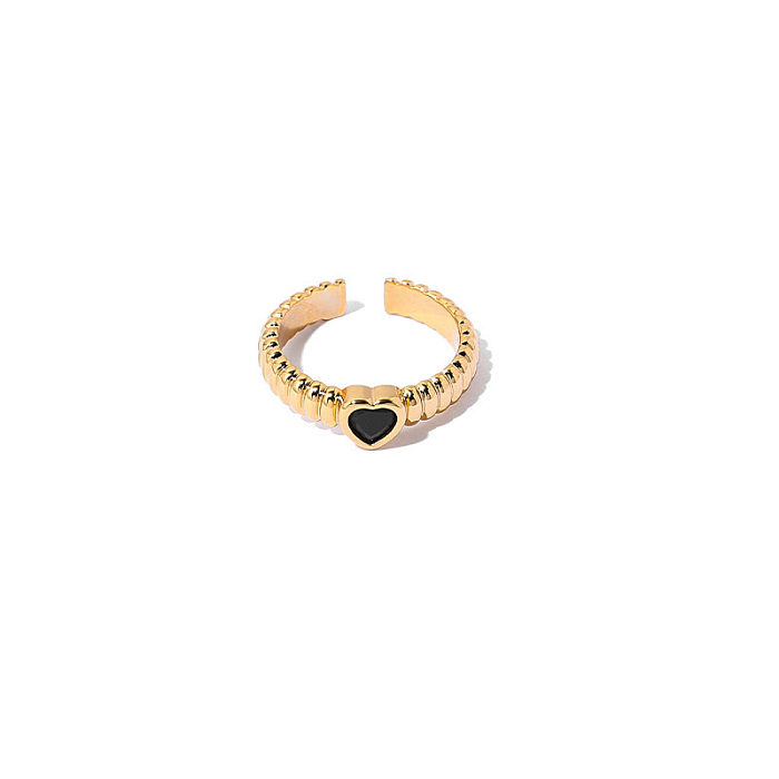 1 Stück modischer offener Zirkon-Ring in Herzform mit Kupferbeschichtung