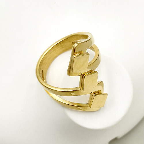 Artistic Cool Style Rhombus Stainless Steel Gold Plated Rings In Bulk