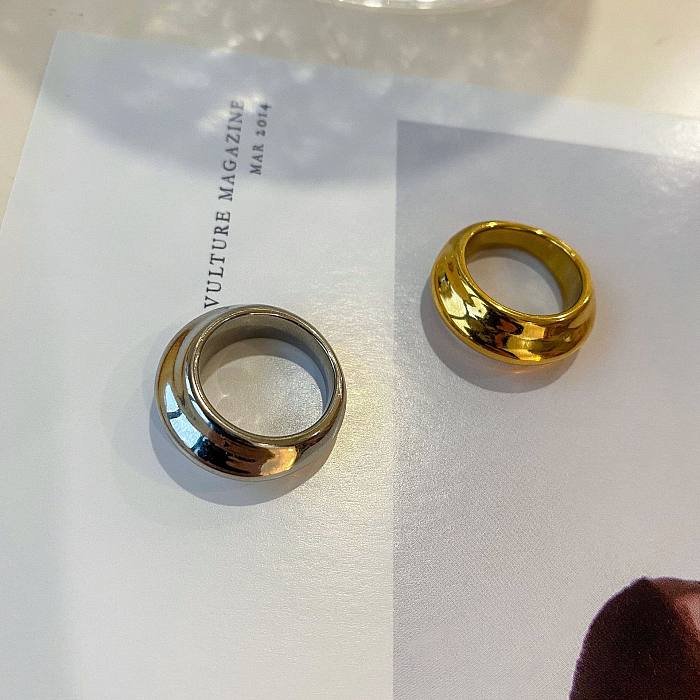 INS Style Simple Style Geometric Titanium Steel Plating Rings