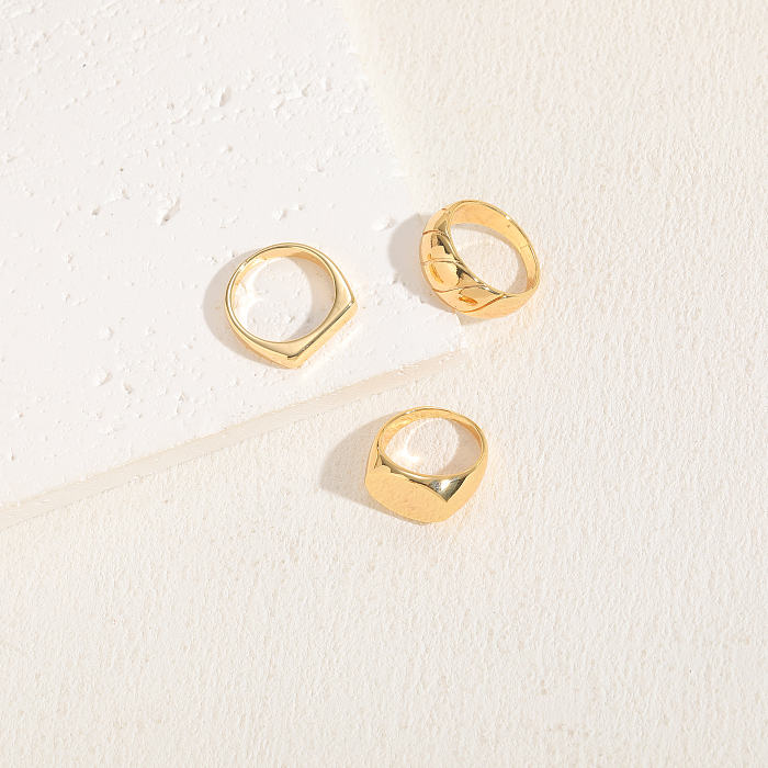 Elegante, luxuriöse, einfarbige, 14-karätig vergoldete offene Ringe mit Kupferbeschichtung