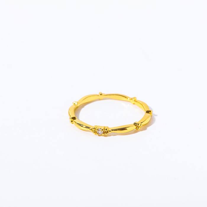 Schlichter Pendel-Stil, rund, verkupfert, Inlay, Geburtsstein, Zirkon, 18-karätig vergoldete Ringe