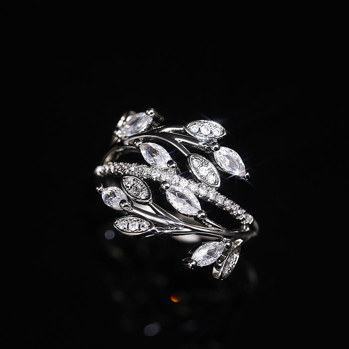 1 Piece Simple Style Flower Copper Inlay Zircon Rings