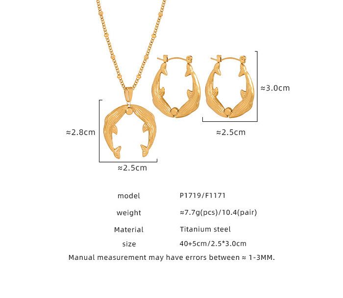 Collar de pendientes chapado en oro de 18 quilates con revestimiento de acero de titanio geométrico de estilo vintage