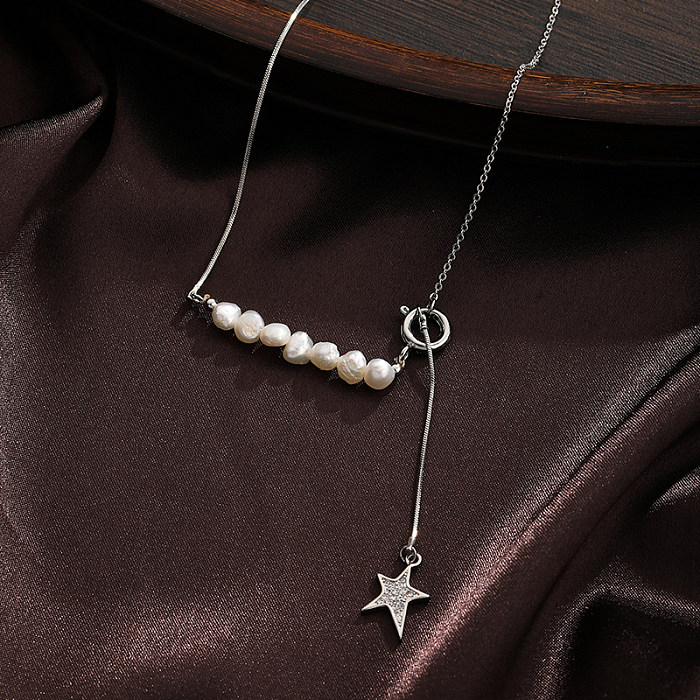 Versilberte Halskette im schlichten Pentagramm-Stil mit Kupferbeschichtung