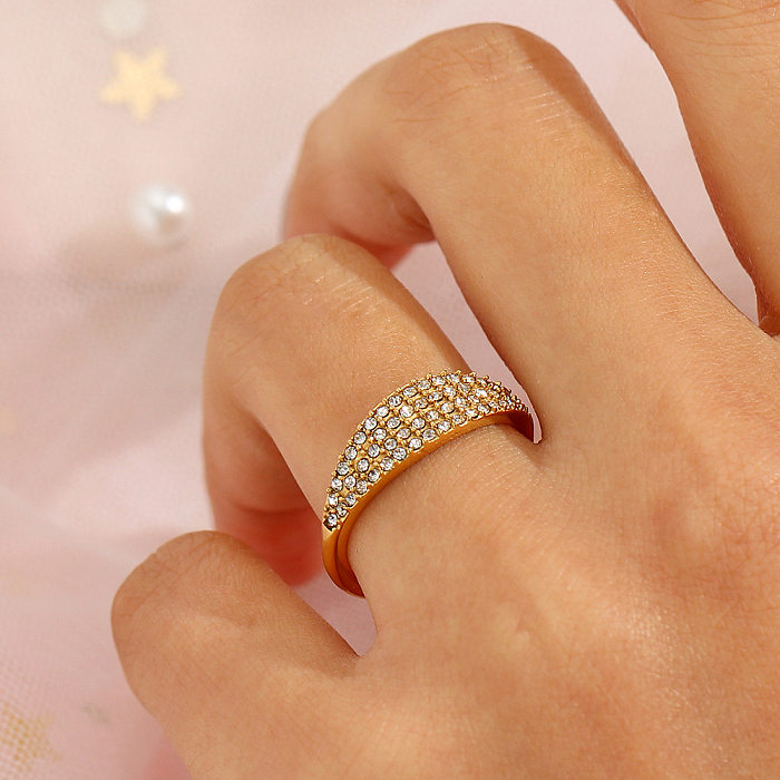 Women'S Lady Geometric Stainless Steel Rings Geometry Metal Diamond No Inlaid Stainless Steel Rings