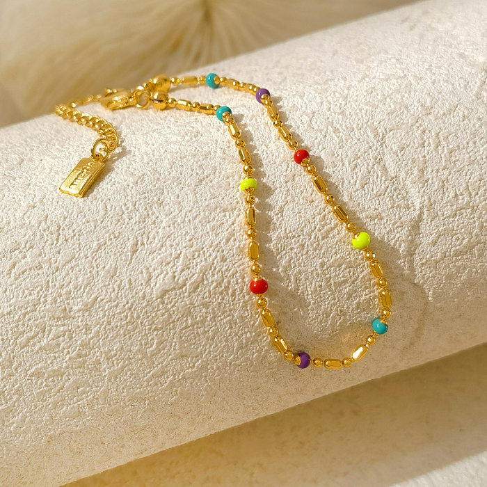 1 peça estilo simples cor sólida corrente de cobre pulseiras femininas colar