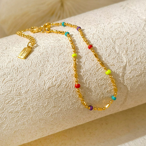 1 Piece Simple Style Solid Color Copper Chain Women'S Bracelets Necklace
