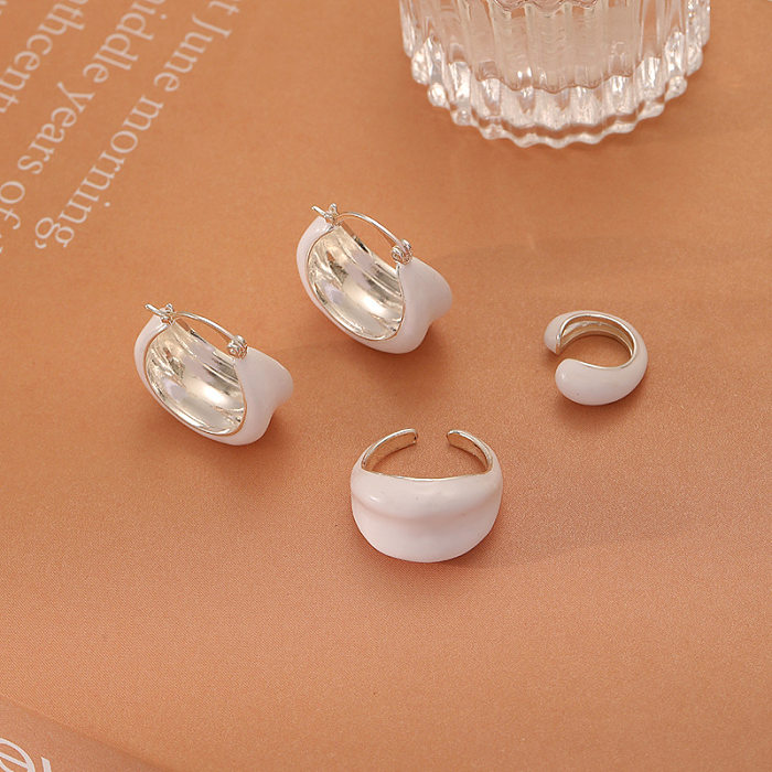 Sweet Simple Style Solid Color Copper Rings Earrings In Bulk
