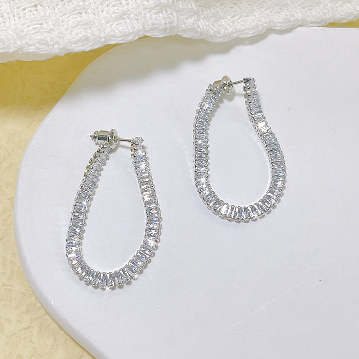 1 Paar IG-Stil koreanischer Stil geometrische Inlay-Kupfer-Zirkon-Ohrringe