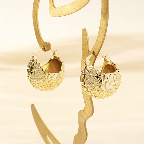 1 Paar IG Style Simple Style Halbkreisplattierte Kupfer-Ohrringe mit 18-Karat-Vergoldung