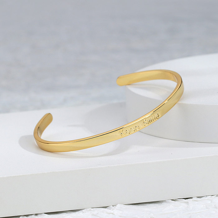 Simple Style C Shape Copper Plating Metal Gold Plated Cuff Bracelets