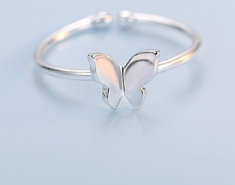 Simple Style Butterfly Copper Plating Silver Plated Open Ring