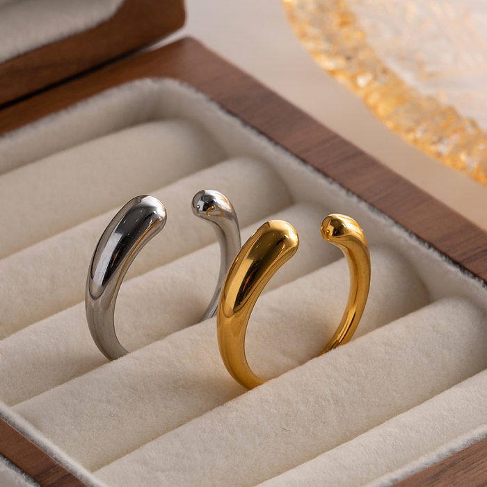 Simple Style U Shape Stainless Steel Plating Inlay Open Ring 1 Piece