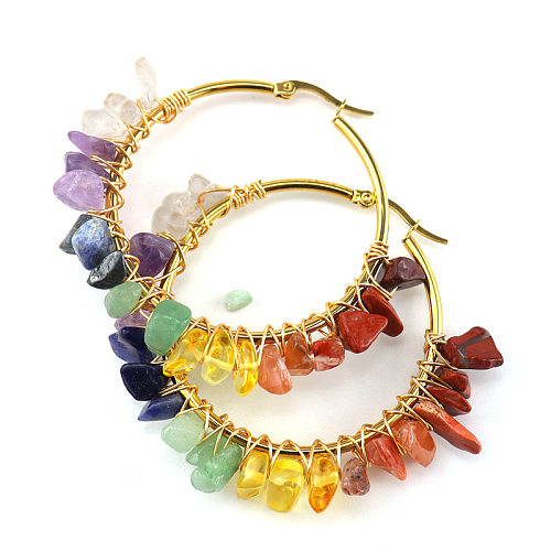 Boucles d'oreilles rondes en cristal artificiel, Style Simple, placage de perles en cuivre, 1 paire