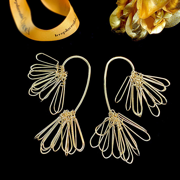 1 Pair Vintage Style Printing Solid Color Plating Copper Drop Earrings