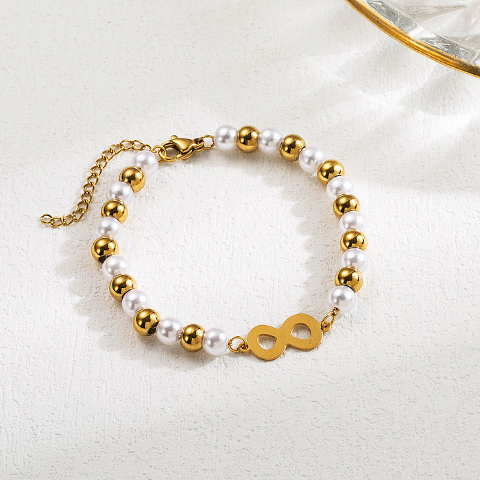 IG Style Cross Palm Heart Shape Stainless Steel Heishi Enamel Pearl 24K Gold Plated Bracelets