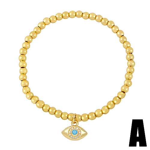 IG Style Hip-Hop Fashion Devil'S Eye Copper Beaded Plating Inlay Zircon Bracelets