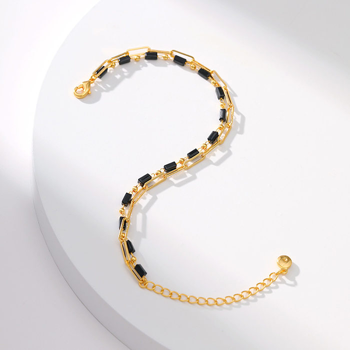Bracelets de pierres précieuses artificielles plaqués cuivre géométriques à la mode