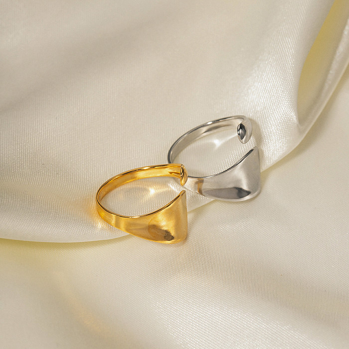 INS Style Streetwear Geometrischer asymmetrischer offener Ring aus Edelstahl