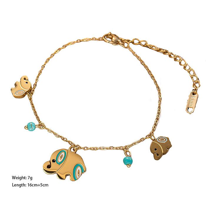 Lässige, elegante Elefanten-Armband-Halskette aus Titanstahl mit Emaille-Beschichtung