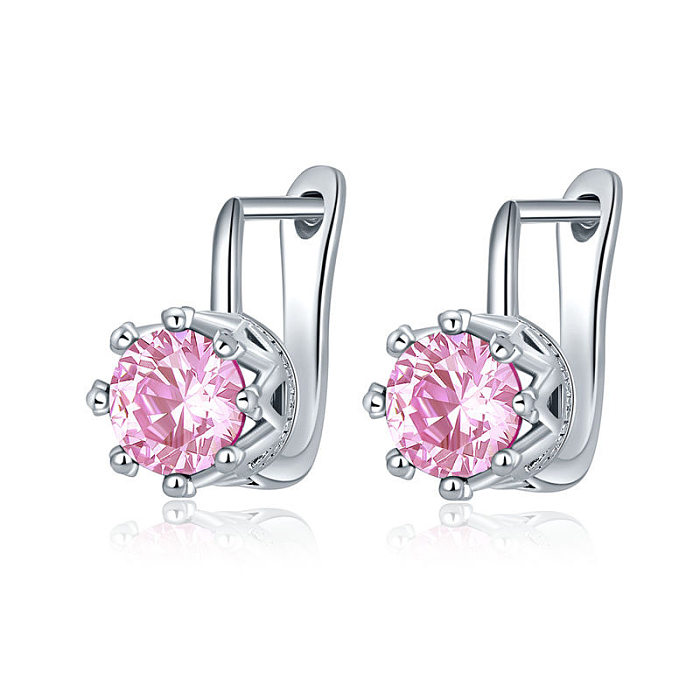 1 Pair Sweet Simple Style Round Flower Plating Inlay Copper Zircon Ear Studs