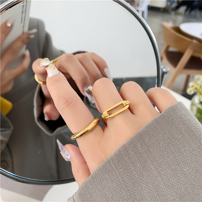 Elegante Streetwear-Ringe mit geometrischer Edelstahlbeschichtung