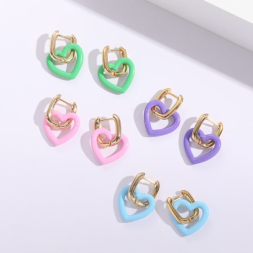 Neue modische, herzförmige Ohrringe aus 14 Karat vergoldetem Kupfer