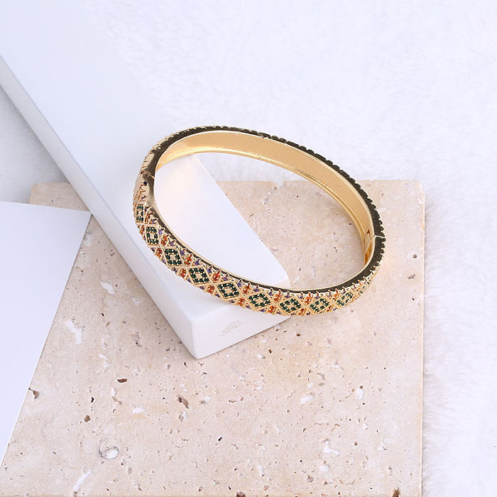 Bracelet plaqué or 14 carats avec incrustation de placage en laiton géométrique rétro streetwear