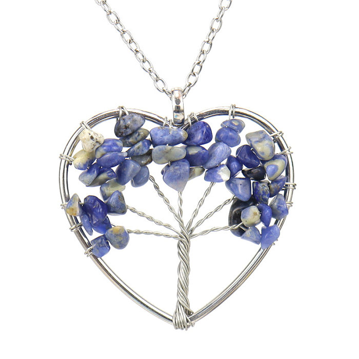 Collier pendentif en forme de cœur d'arbre à la mode, cristal artificiel en cuivre perlé ajouré, 1 pièce