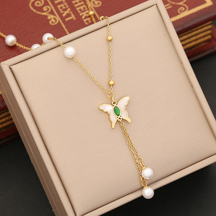 Wholesale Simple Style Butterfly Stainless Steel Gold Plated Jewelry Set