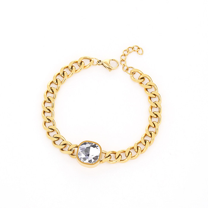 Glam luxueux dame géométrique titane acier incrusté Zircon anneaux boucles d'oreilles collier