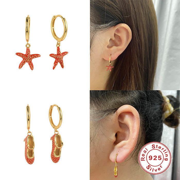 1 Pair Casual Star Fruit Copper Plating Earrings