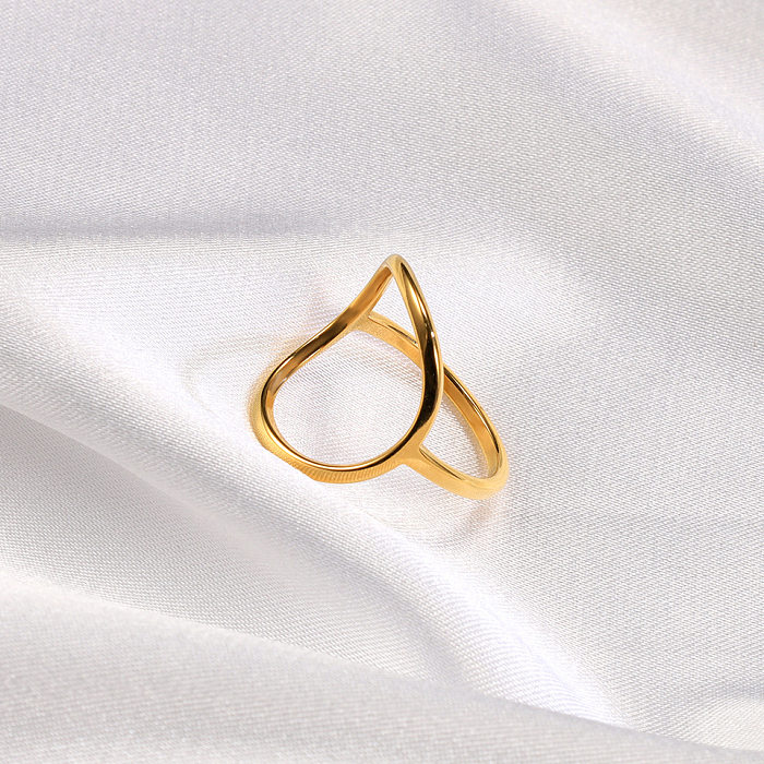 Anéis de chapeamento de aço de titânio geométrico feminino