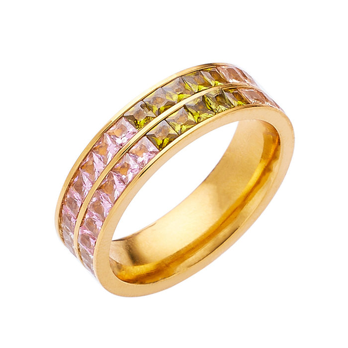 Pulseiras de anéis banhados a ouro 18K com revestimento de aço de titânio redondo casual