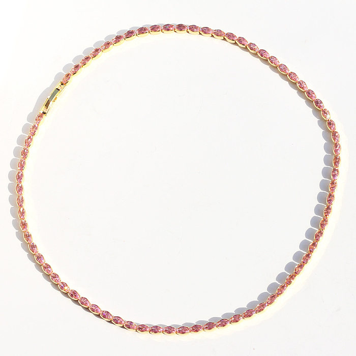 Simple Style Round Copper Inlay Zircon Women'S Bracelets Earrings Necklace