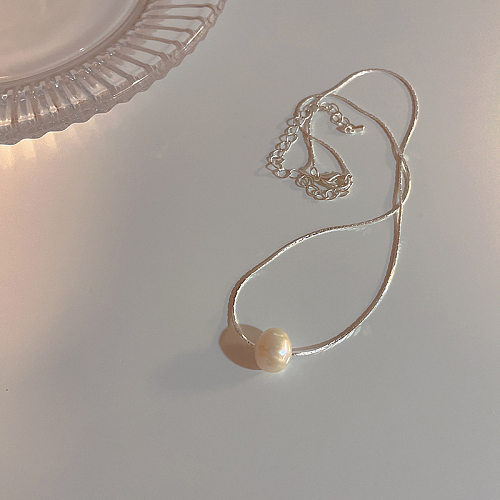Collier pendentif en chaîne en cuivre de couleur unie, Style Simple, 1 pièce