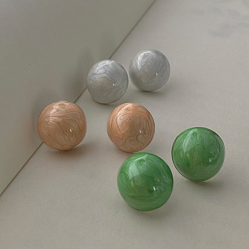 1 Pair Simple Style Round Enamel Plating Copper Ear Studs