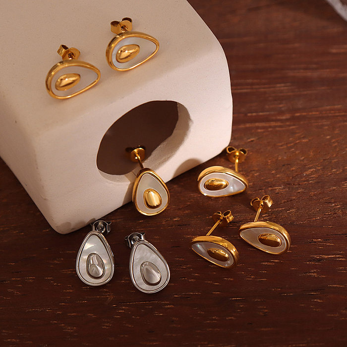 Fashion Avocado Egg Shape Titanium Steel Necklace Earrings Jewelry Set